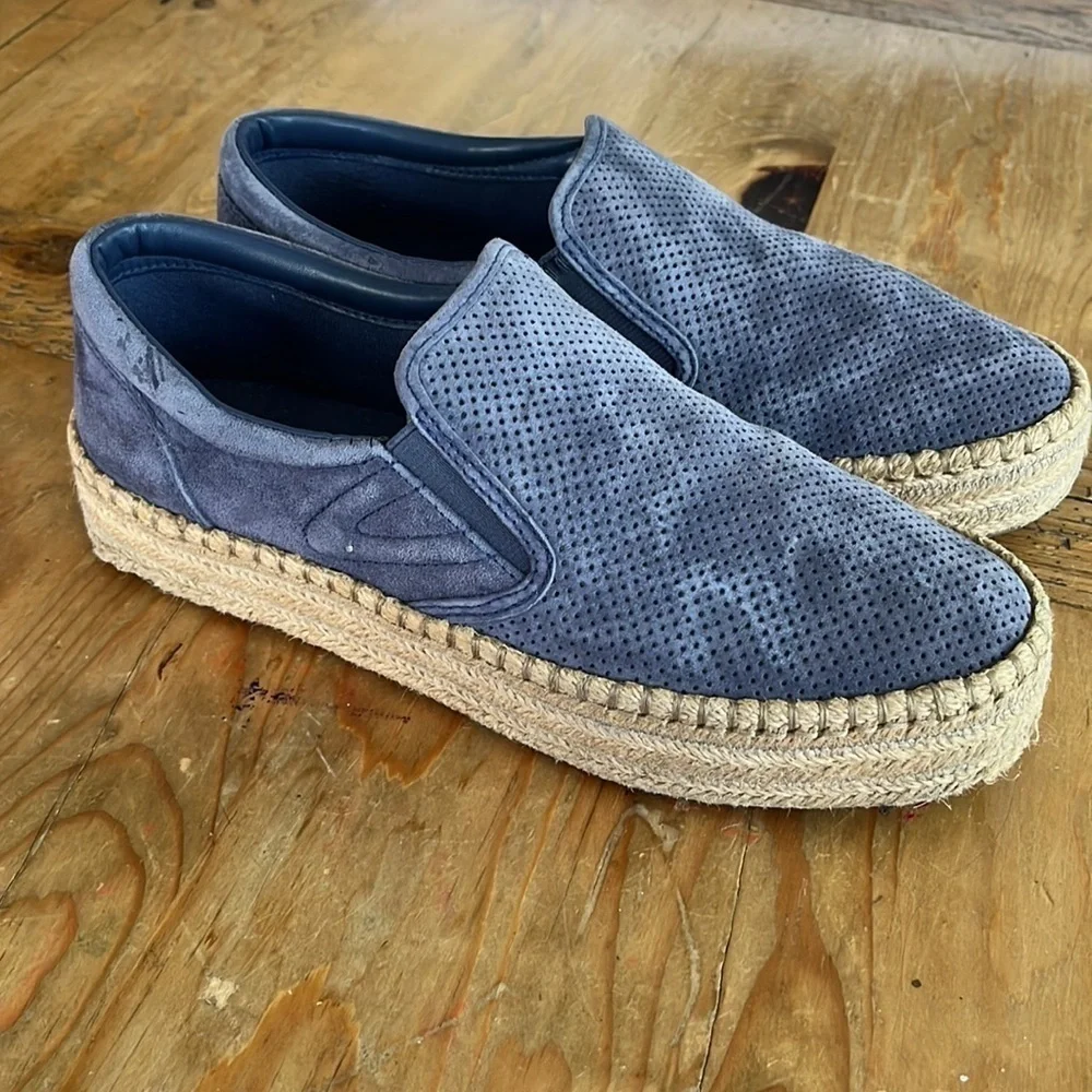 Tretorn Womens Emilia 3 Suede Blue Slip On Espadrille Sneakers Sea Blue 8.5